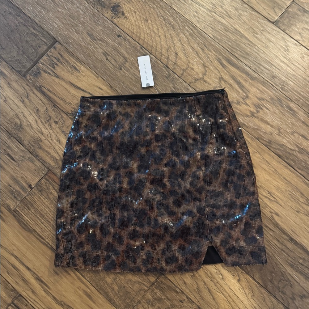NWT Sanctuary Leopard Print Sequin Skirt